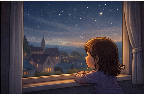 Der Abend hinter dem Fenster